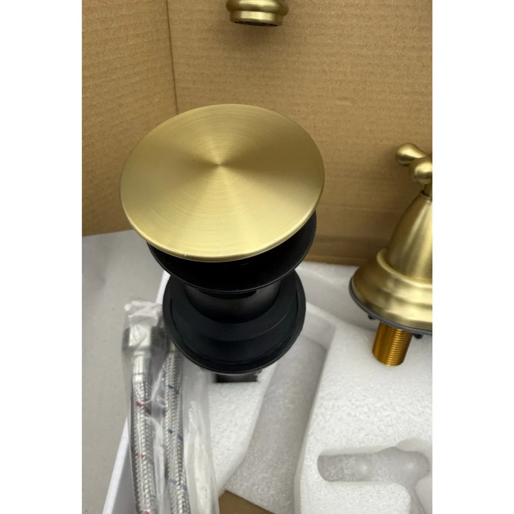 Cross Handles Centerset Bathroom Faucet For Sink 3 Hole w/Overflow Pop Up Drain